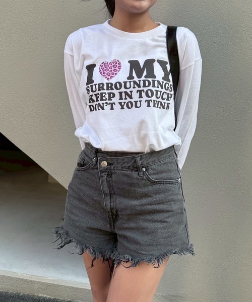 etta（エタ）の「韓国っぽ英字ハートロンT／長袖Tシャツ（Tシャツ/カットソー・レディース・C/D/ホワイト/A/B・MEDIUM/SMALL）」の19枚目の写真