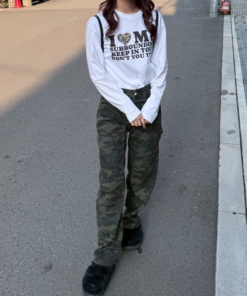 etta（エタ）の「韓国っぽ英字ハートロンT／長袖Tシャツ（Tシャツ/カットソー・レディース・C/D/ホワイト/A/B・MEDIUM/SMALL）」の11枚目の写真