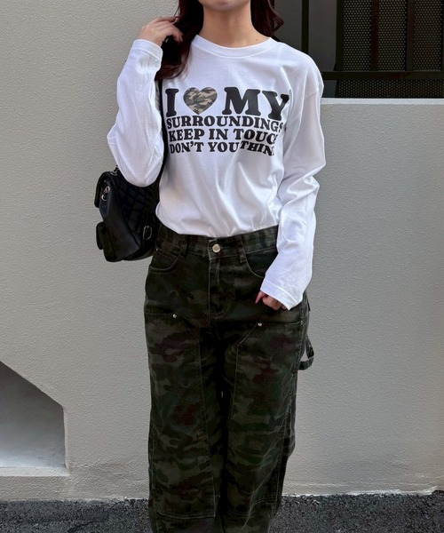 etta（エタ）の「韓国っぽ英字ハートロンT／長袖Tシャツ（Tシャツ/カットソー・レディース・C/D/ホワイト/A/B・MEDIUM/SMALL）」の13枚目の写真