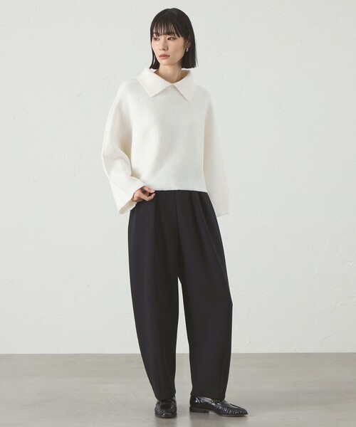 CAST:（キャストコロン）の「【着回し抜群】2WAYニットポンチョ（ニット/セーター・レディース・オフホワイト/グレー/ネイビー・M）」の4枚目の写真