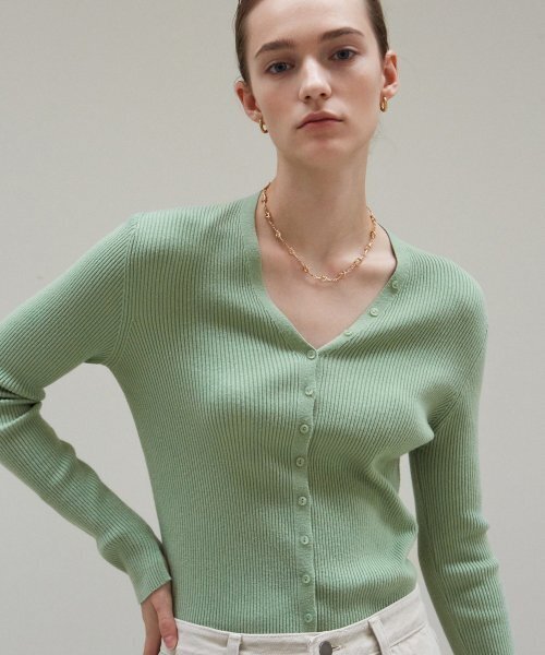 NICK&NICOLE(ニックアンドニコール)の「BUTTON SLIM KNIT CARDIGAN_MINT(カーディガン/ボレロ・レディース・その他・FREE)」の1枚目の写真