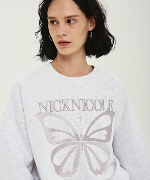 NICK&NICOLE(ニックアンドニコール)の「NICOLE BUTTERFLY QUALITY SWEATSHIRT_MELANGE SILVER(スウェット・レディース・その他・FREE)」の2枚目の写真