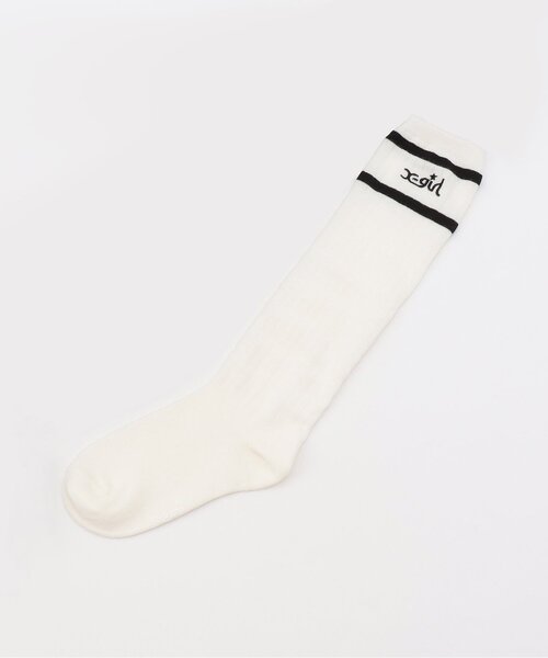 X-girl Stages(エックスガールステージス)の「ラインロゴルーズソックス(ソックス/靴下・キッズ・オフホワイト/ピンク・17-19cm/19-21cm/13-15cm/15-17cm)」の3枚目の写真