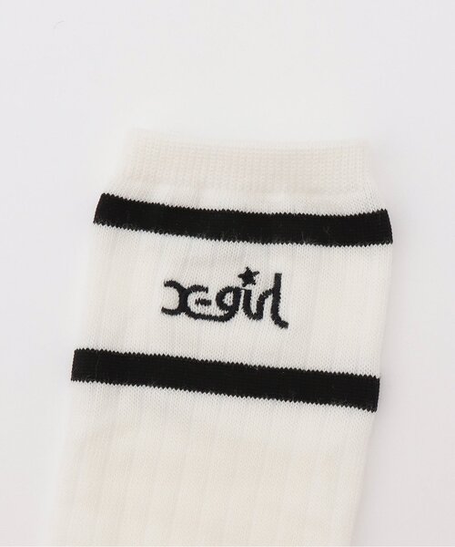 X-girl Stages(エックスガールステージス)の「ラインロゴルーズソックス(ソックス/靴下・キッズ・オフホワイト/ピンク・17-19cm/19-21cm/13-15cm/15-17cm)」の4枚目の写真