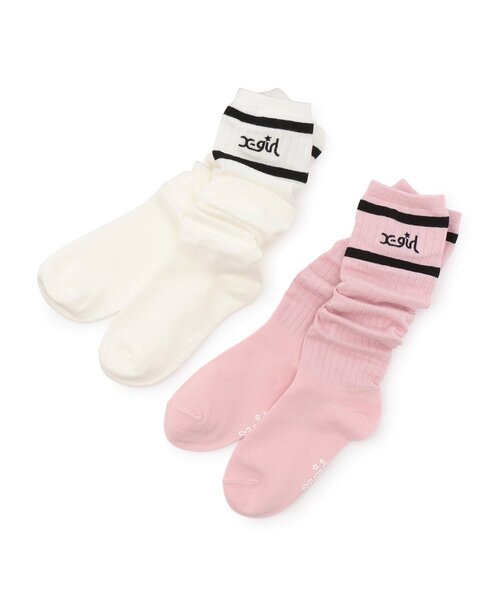 X-girl Stages(エックスガールステージス)の「ラインロゴルーズソックス(ソックス/靴下・キッズ・オフホワイト/ピンク・17-19cm/19-21cm/13-15cm/15-17cm)」の7枚目の写真
