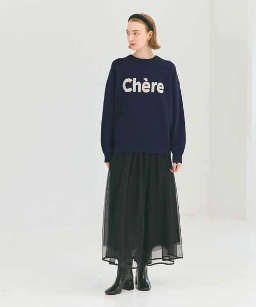coca(coca)(コカ)の「ダブルジャカードロゴニットトップス(ニット/セーター・レディース・ネイビー/グレー・S/M/L)」の3枚目の写真