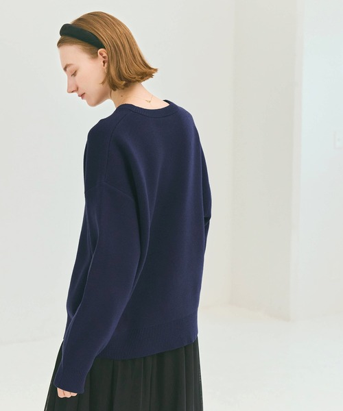 coca(coca)(コカ)の「ダブルジャカードロゴニットトップス(ニット/セーター・レディース・ネイビー/グレー・S/M/L)」の4枚目の写真