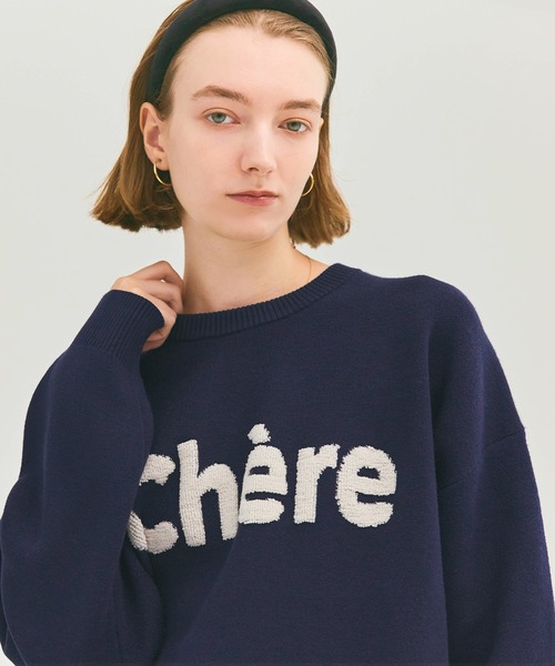 coca(coca)(コカ)の「ダブルジャカードロゴニットトップス(ニット/セーター・レディース・ネイビー/グレー・S/M/L)」の5枚目の写真