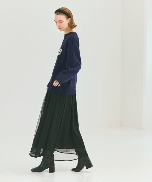 coca(coca)(コカ)の「ダブルジャカードロゴニットトップス(ニット/セーター・レディース・ネイビー/グレー・S/M/L)」の6枚目の写真