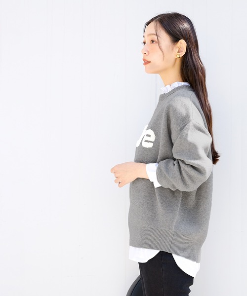 coca(coca)(コカ)の「ダブルジャカードロゴニットトップス(ニット/セーター・レディース・ネイビー/グレー・S/M/L)」の10枚目の写真