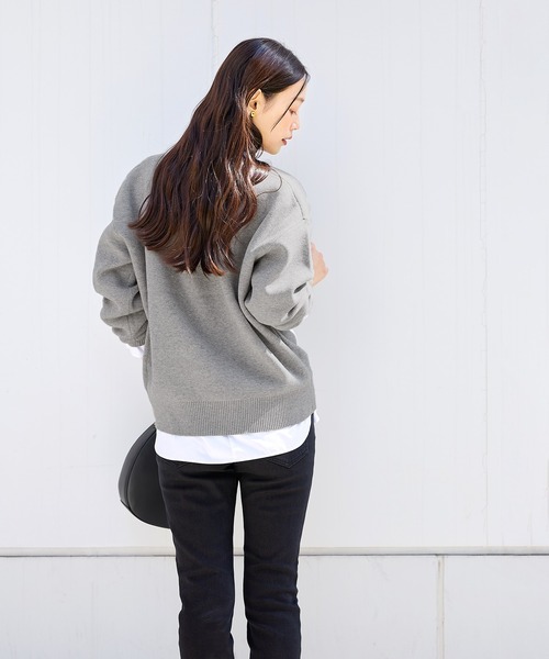 coca(coca)(コカ)の「ダブルジャカードロゴニットトップス(ニット/セーター・レディース・ネイビー/グレー・S/M/L)」の11枚目の写真