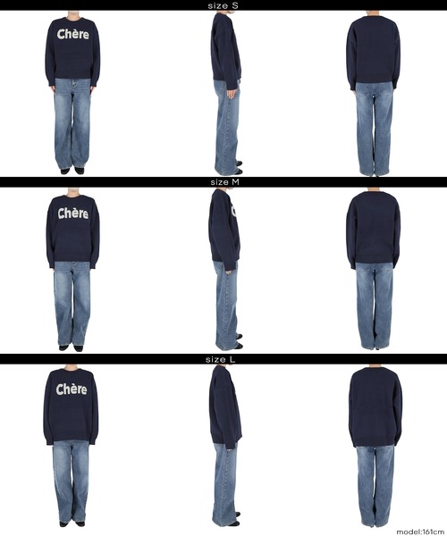 coca(coca)(コカ)の「ダブルジャカードロゴニットトップス(ニット/セーター・レディース・ネイビー/グレー・S/M/L)」の13枚目の写真