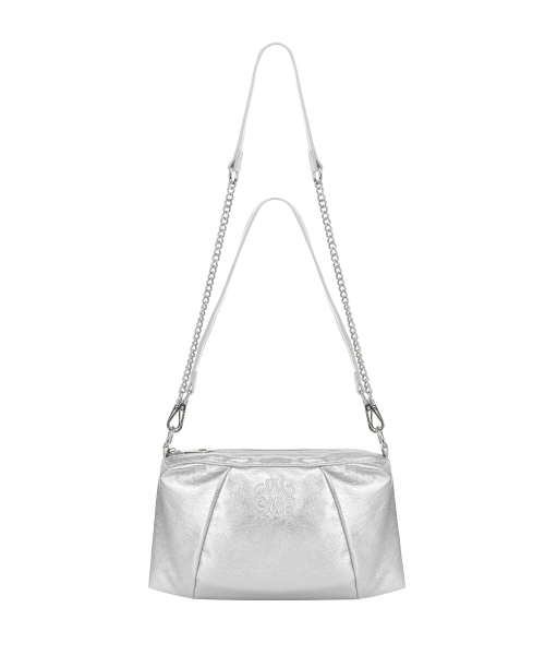 NICOLE SQUARE SHOULDER MINI CHAIN BAG_SILVER
