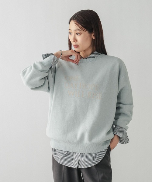 GLOBAL WORK(グローバルワーク)の「モールニットアソートロゴプルオーバー/581163(ニット/セーター・レディース・ライトグレー/ブラウン系その他/ネイビー/ピンク/ブルー系その他・LARGE/MEDIUM)」の4枚目の写真