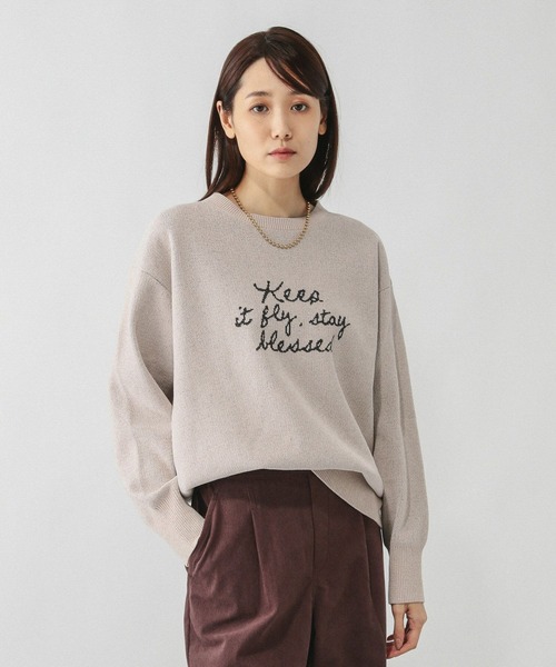 GLOBAL WORK(グローバルワーク)の「モールニットアソートロゴプルオーバー/581163(ニット/セーター・レディース・ライトグレー/ブラウン系その他/ネイビー/ピンク/ブルー系その他・LARGE/MEDIUM)」の11枚目の写真