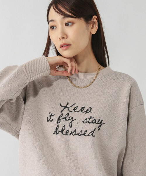 GLOBAL WORK(グローバルワーク)の「モールニットアソートロゴプルオーバー/581163(ニット/セーター・レディース・ライトグレー/ブラウン系その他/ネイビー/ピンク/ブルー系その他・LARGE/MEDIUM)」の12枚目の写真