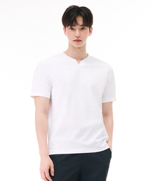 メンズネックバリエーション半袖Tシャツ - ホワイト