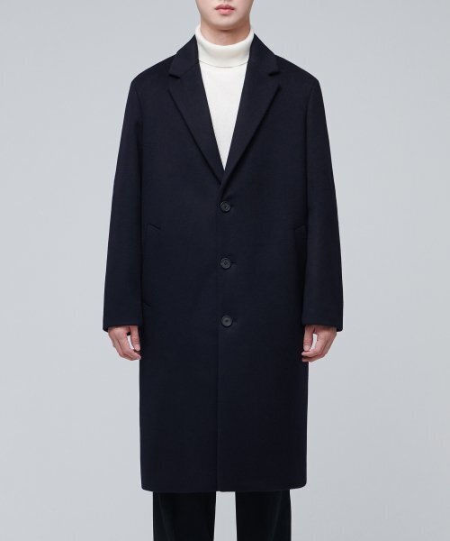 MUSINSA STANDARD（ムシンサスタンダード）の「カシミア20オーバーサイズシングルコート[ネイビー]（チェスターコート・メンズ・その他・MEDIUM/LARGE/X-LARGE/XX-LARGE）」の3枚目の写真