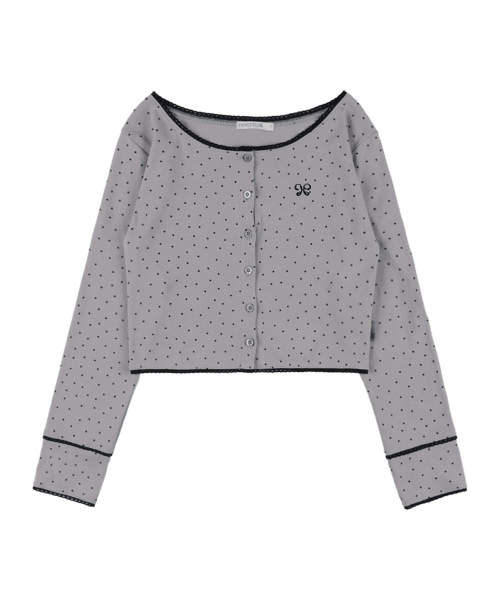 FANCY CLUB（ファンシークラブ）の「レーススターベーシックカーディガン (グレー)_F25QB092（カーディガン/ボレロ・レディース・グレー・FREE）」の4枚目の写真