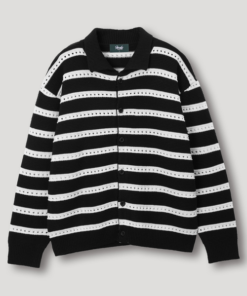 NODU（ノードユー）の「スカシストライプカラーニットカーディガン[ブラック]（カーディガン/ボレロ・メンズ・その他・MEDIUM/LARGE）」の6枚目の写真