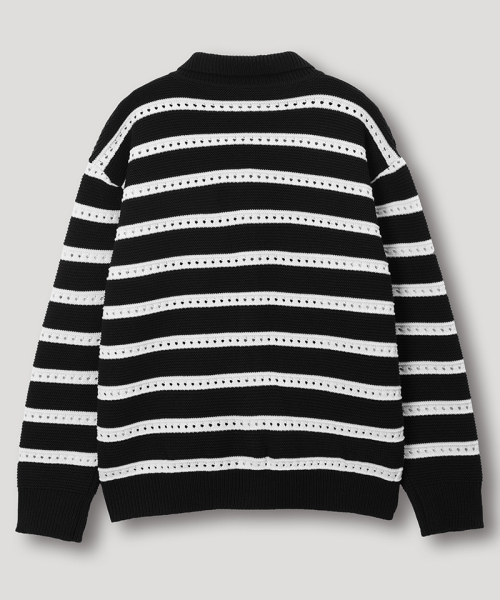 NODU（ノードユー）の「スカシストライプカラーニットカーディガン[ブラック]（カーディガン/ボレロ・メンズ・その他・MEDIUM/LARGE）」の7枚目の写真