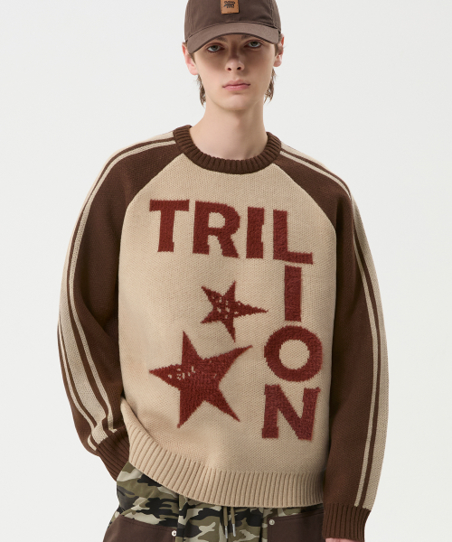 TRILLION（トリリオン）の「ウォッシャブルレグランヘアリーグラフィックトラックニット_ベージュ（ニット/セーター・レディース・その他・MEDIUM/LARGE/X-LARGE）」の3枚目の写真