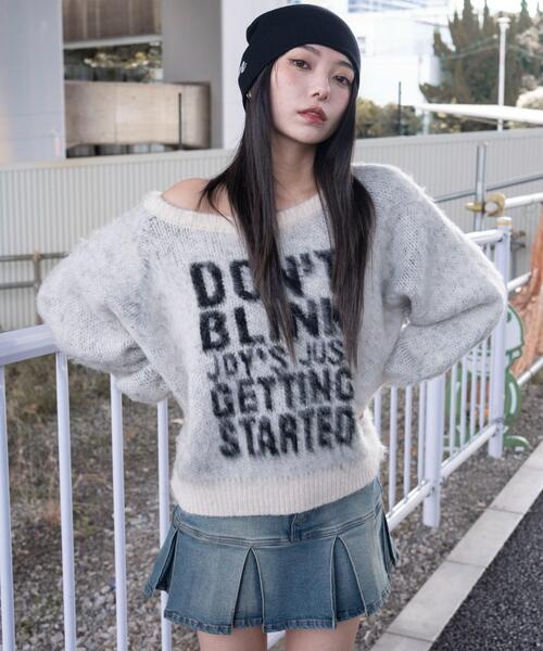 WEGO(ウィゴー)の「WEGO/シャギー2WAYグラフィックワンショルニット(ニット/セーター・レディース・アイボリー/グレー・FREE)」の7枚目の写真