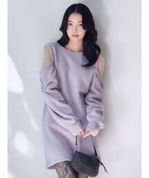 SNIDEL | シースルーショルダーニットワンピース(ワンピース)