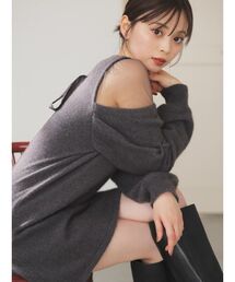 SNIDEL | シースルーショルダーニットワンピース(ワンピース)