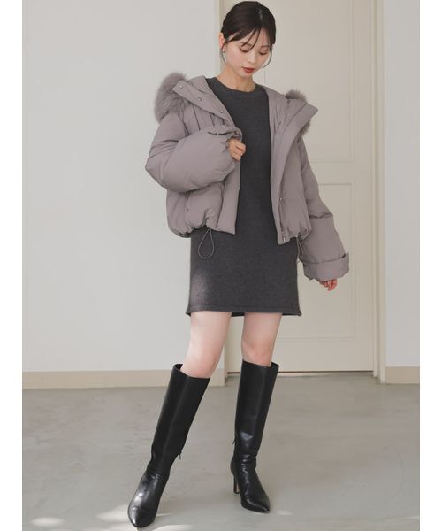 SNIDEL（スナイデル）の「シースルーショルダーニットワンピース（ワンピース・レディース・アイボリー/ラベンダー/ダークブラウン・F）」の9枚目の写真