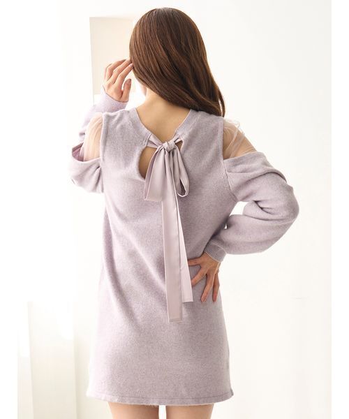 SNIDEL（スナイデル）の「シースルーショルダーニットワンピース（ワンピース・レディース・アイボリー/ラベンダー/ダークブラウン・F）」の11枚目の写真