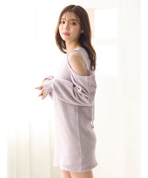 SNIDEL（スナイデル）の「シースルーショルダーニットワンピース（ワンピース・レディース・アイボリー/ラベンダー/ダークブラウン・F）」の12枚目の写真