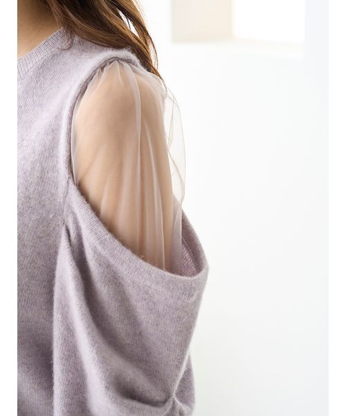 SNIDEL（スナイデル）の「シースルーショルダーニットワンピース（ワンピース・レディース・アイボリー/ラベンダー/ダークブラウン・F）」の15枚目の写真