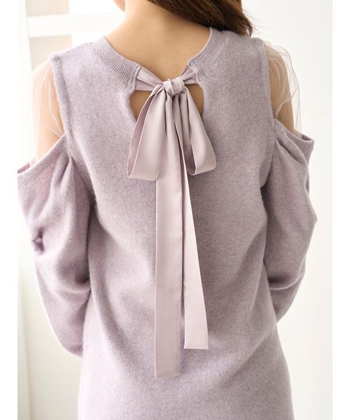 SNIDEL（スナイデル）の「シースルーショルダーニットワンピース（ワンピース・レディース・アイボリー/ラベンダー/ダークブラウン・F）」の17枚目の写真