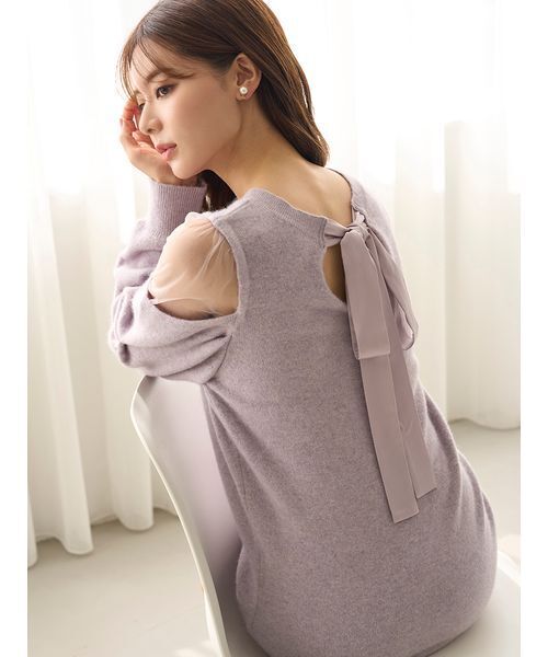 SNIDEL（スナイデル）の「シースルーショルダーニットワンピース（ワンピース・レディース・アイボリー/ラベンダー/ダークブラウン・F）」の18枚目の写真