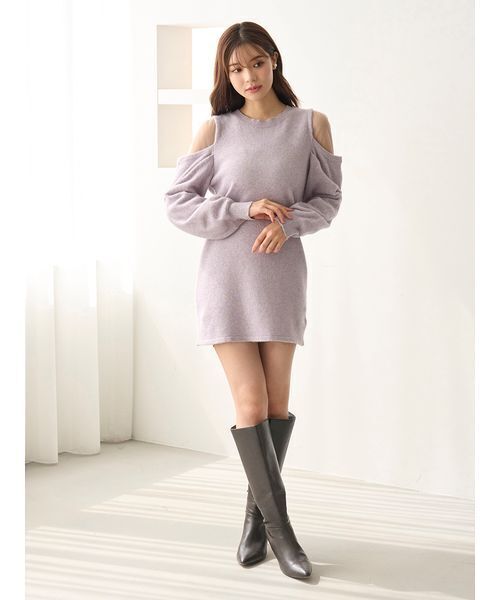 SNIDEL（スナイデル）の「シースルーショルダーニットワンピース（ワンピース・レディース・アイボリー/ラベンダー/ダークブラウン・F）」の19枚目の写真