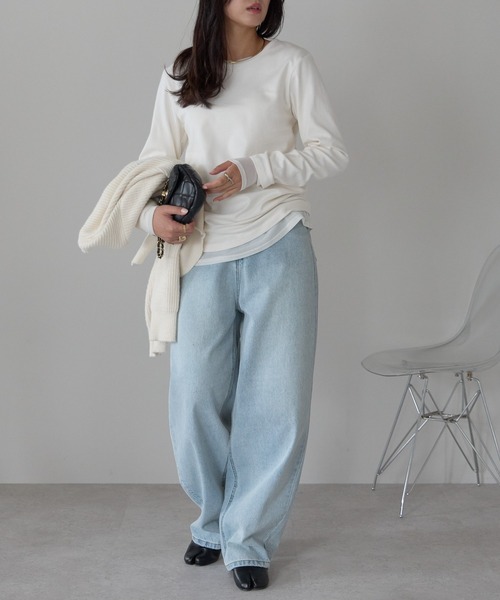 Fizz(フィズ)の「スムースクルーネックロンT(Tシャツ/カットソー・レディース・チャコール/ホワイト/ブラック・FREE)」の17枚目の写真