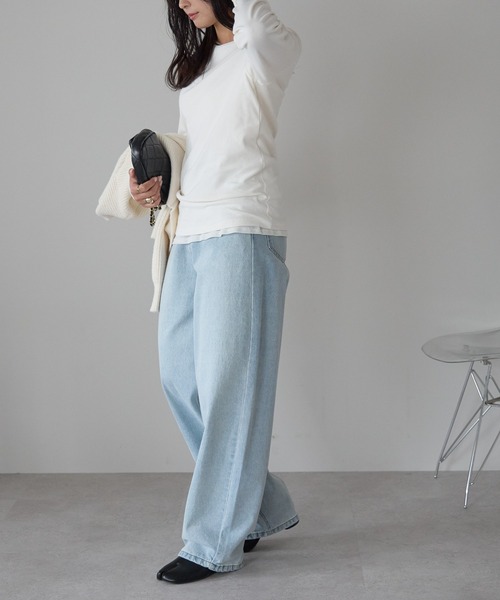 Fizz(フィズ)の「スムースクルーネックロンT(Tシャツ/カットソー・レディース・チャコール/ホワイト/ブラック・FREE)」の18枚目の写真