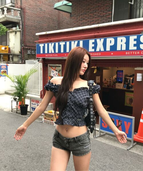 セール】Frill Shirring Sleeveless [Black]（シャツ/ブラウス