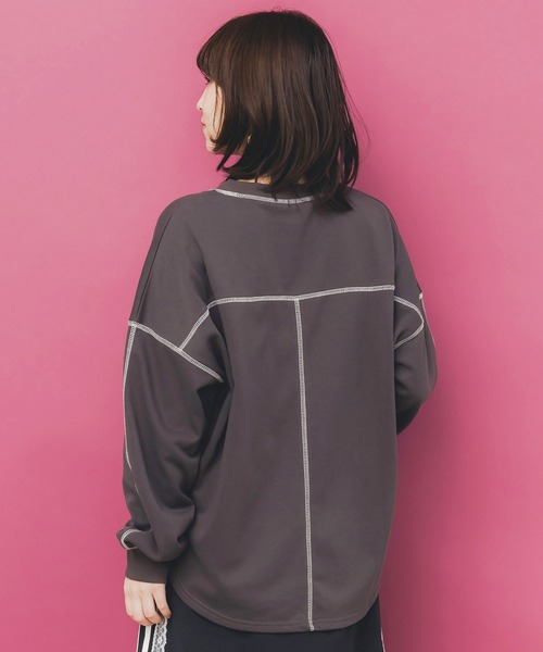 ScoLar（スカラー）の「153738：スカラーハイウェイ ヴィンテージ風プルオーバー（Tシャツ/カットソー・レディース・ブラック/チャコールグレー/杢グレー・M）」の7枚目の写真