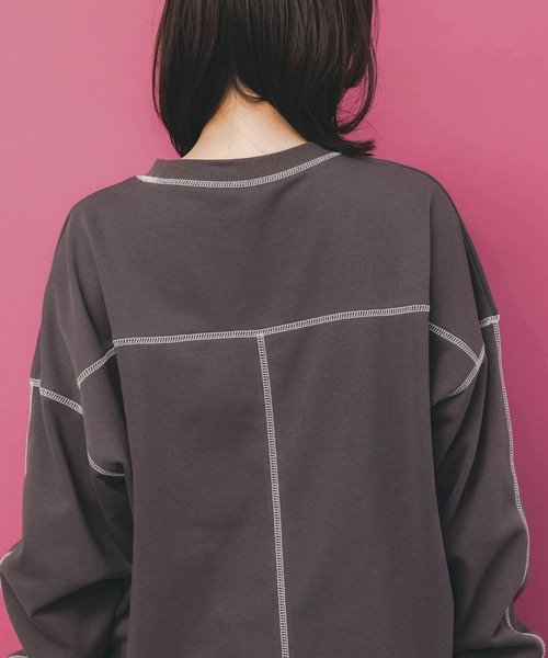 ScoLar（スカラー）の「153738：スカラーハイウェイ ヴィンテージ風プルオーバー（Tシャツ/カットソー・レディース・ブラック/チャコールグレー/杢グレー・M）」の9枚目の写真