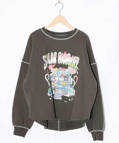 ScoLar（スカラー）の「153738：スカラーハイウェイ ヴィンテージ風プルオーバー（Tシャツ/カットソー・レディース・ブラック/チャコールグレー/杢グレー・M）」の10枚目の写真