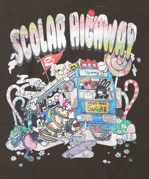 ScoLar（スカラー）の「153738：スカラーハイウェイ ヴィンテージ風プルオーバー（Tシャツ/カットソー・レディース・ブラック/チャコールグレー/杢グレー・M）」の12枚目の写真