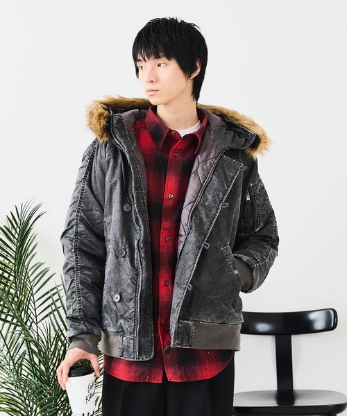 UNIIT(ユニット)の「【UNIIT/ユニット】ヴィンテージナイロンN-2B オーバーサイズ 古着加工 衿ファー(ミリタリージャケット・メンズ・スミクロ/カーキ・X-LARGE/MEDIUM/LARGE)」の14枚目の写真
