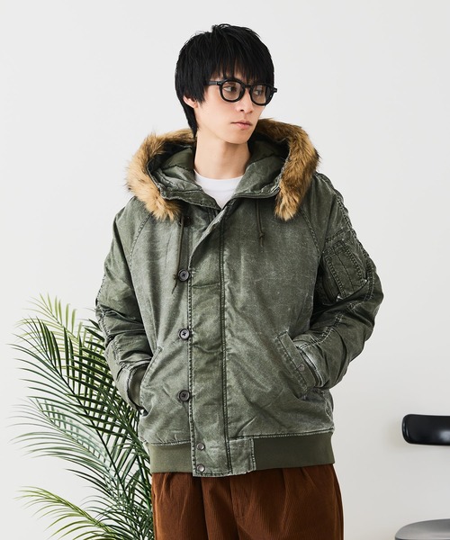 UNIIT(ユニット)の「【UNIIT/ユニット】ヴィンテージナイロンN-2B オーバーサイズ 古着加工 衿ファー(ミリタリージャケット・メンズ・スミクロ/カーキ・X-LARGE/MEDIUM/LARGE)」の18枚目の写真