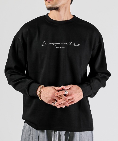 LUXSTYLE（ラグスタイル）の「ロゴプリントUVカットストレッチロンT（Tシャツ/カットソー・メンズ・グレー/チャコールグレー/ブラック・M/L/XL）」の2枚目の写真