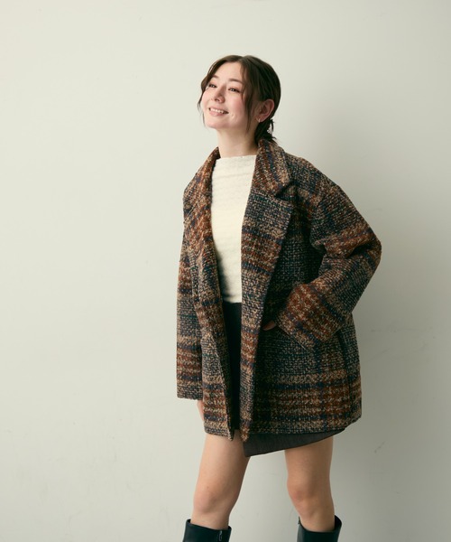 Lunea(ルネア)の「チェックテーラードジャケット(テーラードジャケット・レディース・ブラウン/ネイビー・FREE)」の19枚目の写真