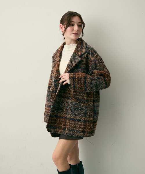 Lunea(ルネア)の「チェックテーラードジャケット(テーラードジャケット・レディース・ブラウン/ネイビー・FREE)」の20枚目の写真