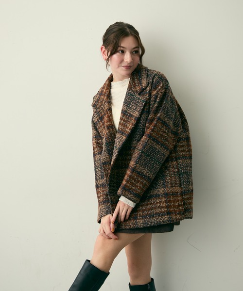 Lunea(ルネア)の「チェックテーラードジャケット(テーラードジャケット・レディース・ブラウン/ネイビー・FREE)」の21枚目の写真