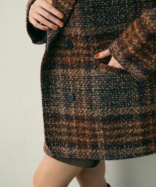 Lunea(ルネア)の「チェックテーラードジャケット(テーラードジャケット・レディース・ブラウン/ネイビー・FREE)」の8枚目の写真